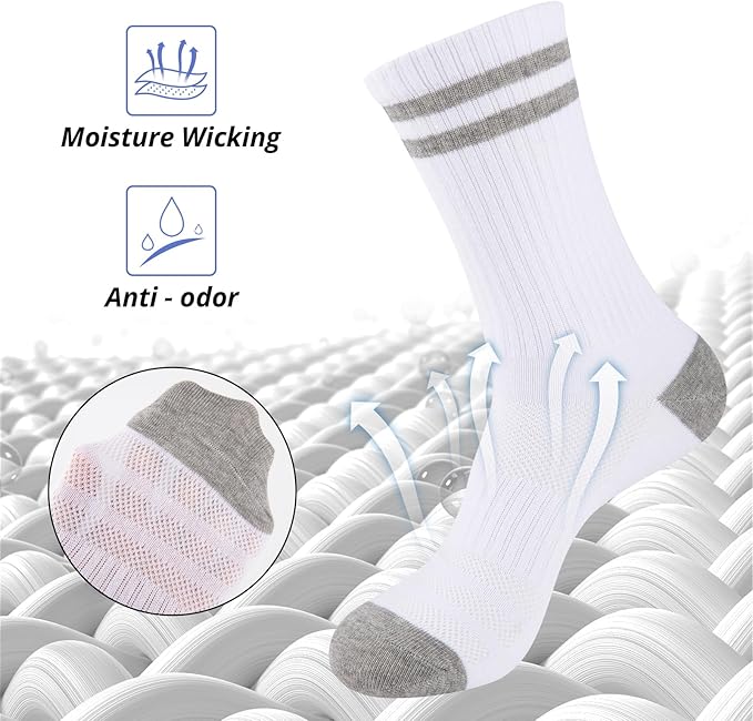 KingsyFit™ 6 Pairs Men’s Crew Socks (6-Pairs Pack)