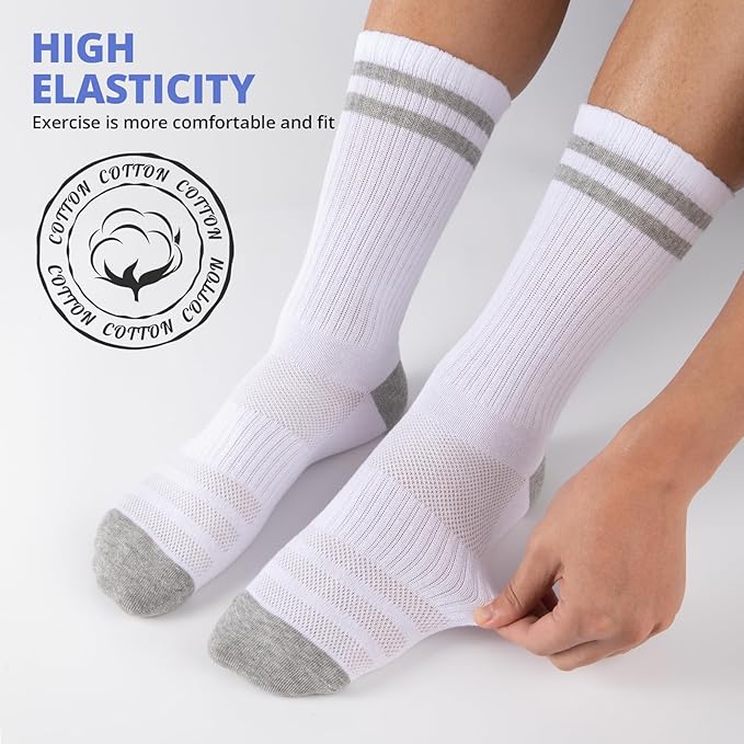 KingsyFit™ 6 Pairs Men’s Crew Socks (6-Pairs Pack)